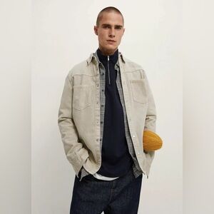 Zara Ripped Denim Overshirt M 6917/450 jeans shirt jacket trucker NWOT